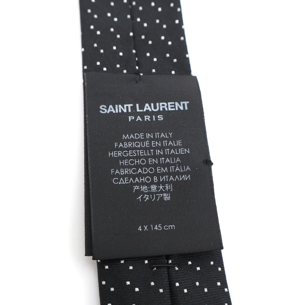 SAINT LAURENT PARIS(サンローランパリ) マイクロドット シルクネクタイ ブラック/ホワイト 643955 4Y002