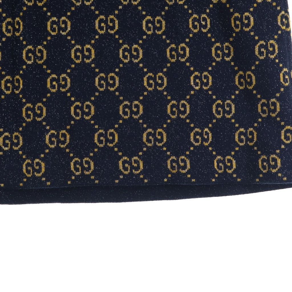 GUCCI(グッチ) GG総柄 ラメジャカード オールインワン半袖ワンピース 692707 XKB54 ネイビー/イエロー レディース