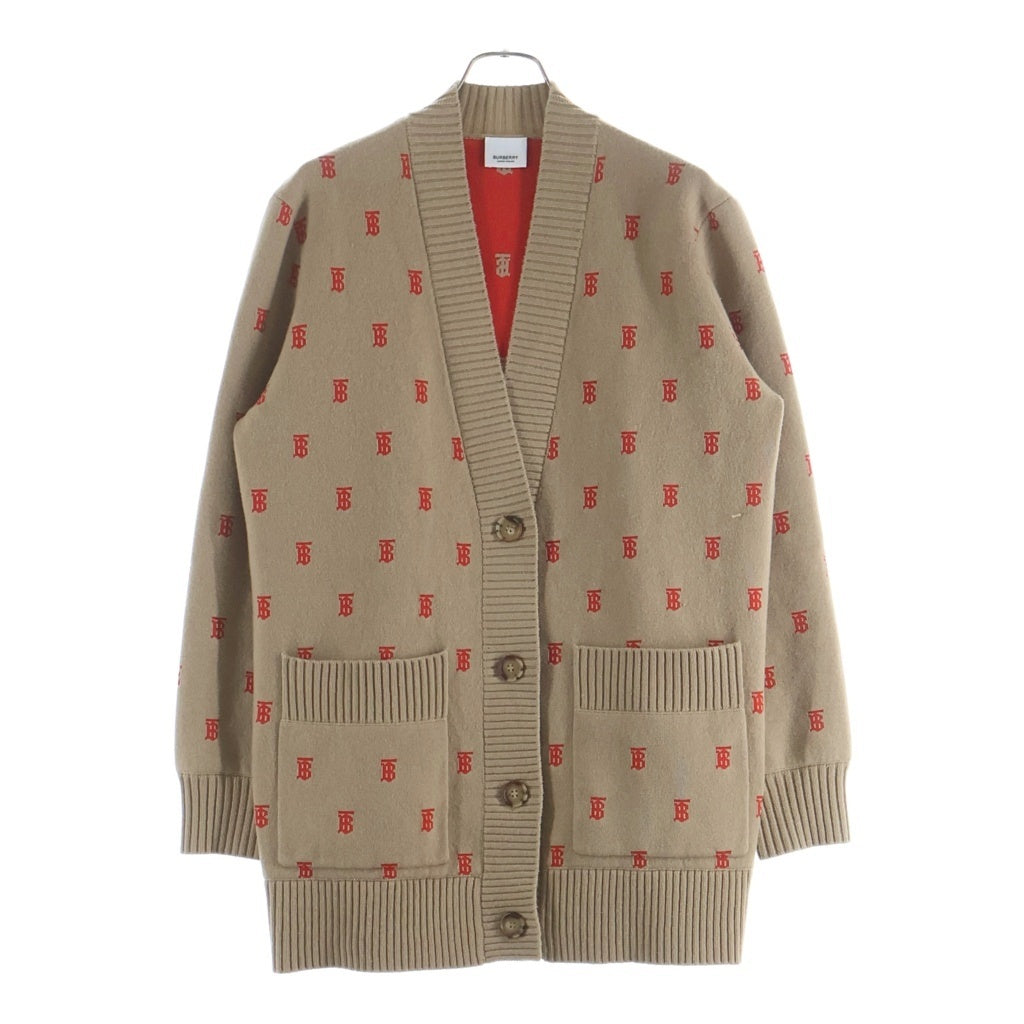 BURBERRY(バーバリー) TB総柄ロゴ オーバーサイズ 長袖ニットカーディガン ブラウン 8021032