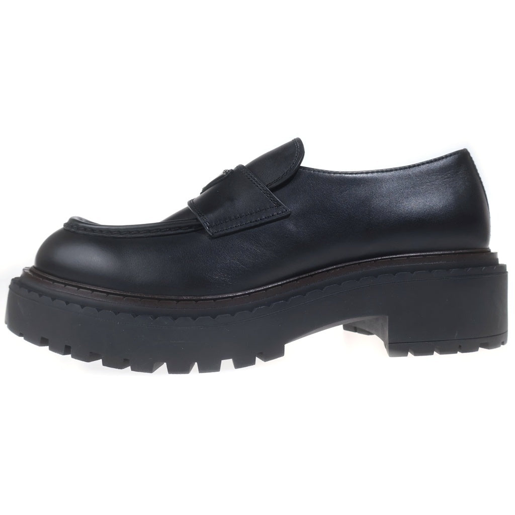 PRADA(プラダ) Leather Double Chocolate Loafer 2DE148 レザーダブルチョコレート トライアングルロゴ ローカットシューズ ダークブラウン/ブラック
