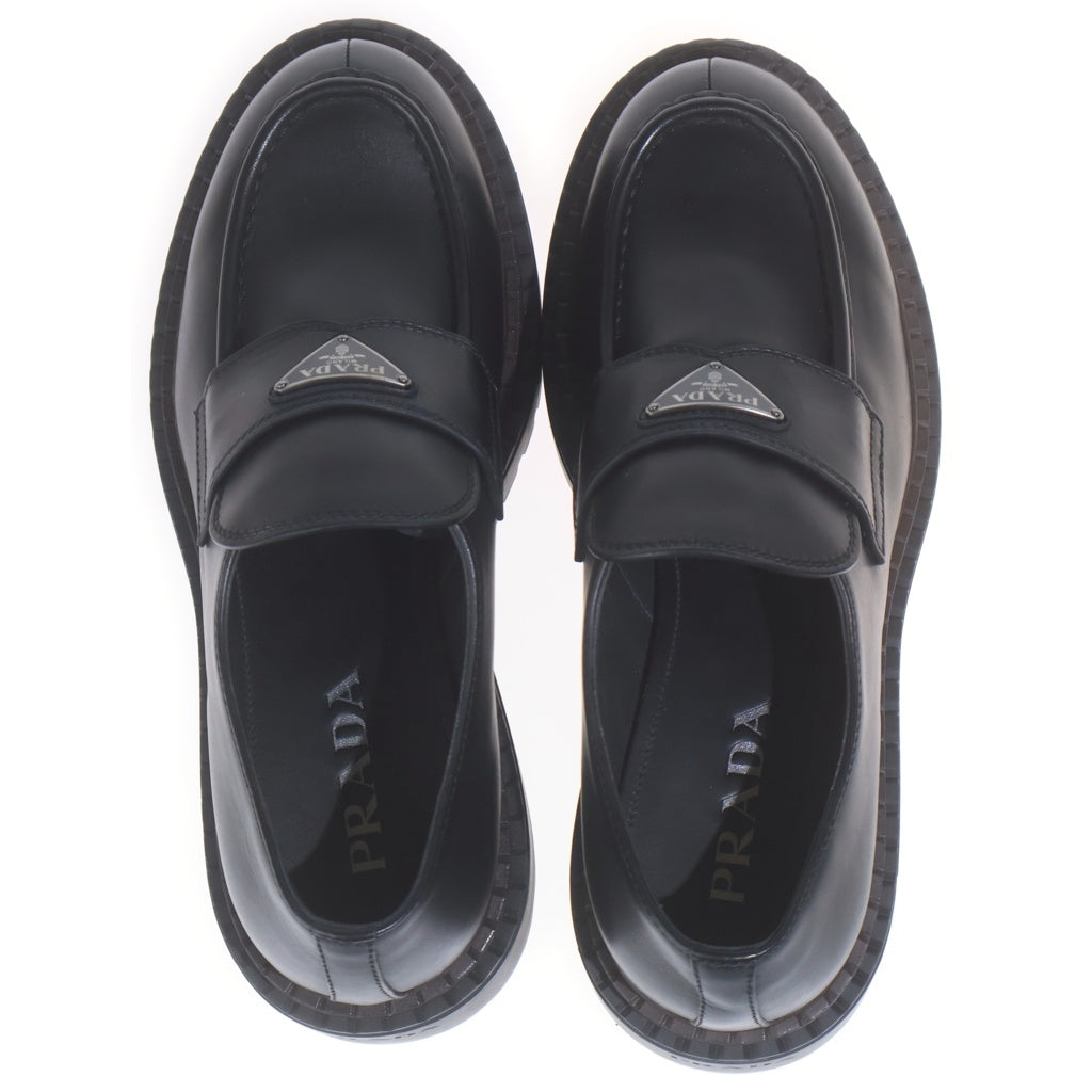PRADA(プラダ) Leather Double Chocolate Loafer 2DE148 レザーダブルチョコレート トライアングルロゴ ローカットシューズ ダークブラウン/ブラック