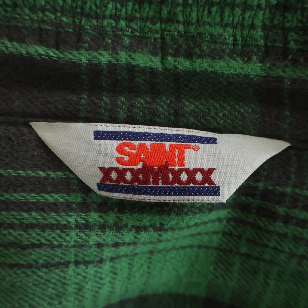 SAINT MICHAEL(セントマイケル) FRNL CHECK SHIRT カットオフ加工 フランネルシャツ グリーン SM-YS8-0000-024