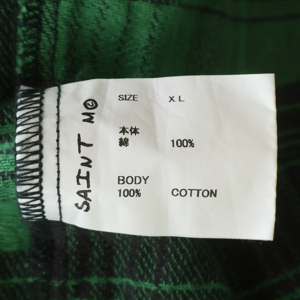 SAINT MICHAEL(セントマイケル) FRNL CHECK SHIRT カットオフ加工 フランネルシャツ グリーン SM-YS8-0000-024