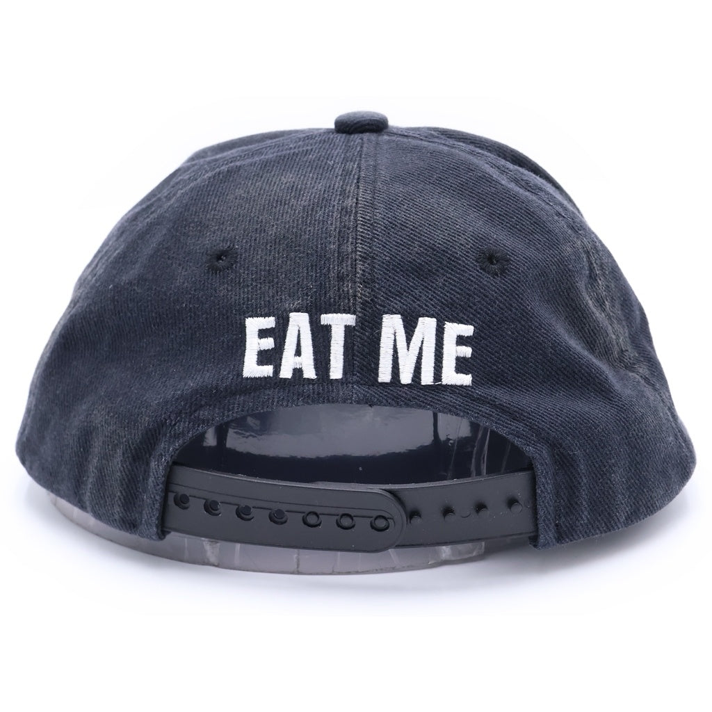 SAINT MICHAEL(セントマイケル) 25SS 5 PANEL CAP EAT ME ヴィンテージ加工ロゴ5パネルキャップ ブラック SM-HR8-0000-075