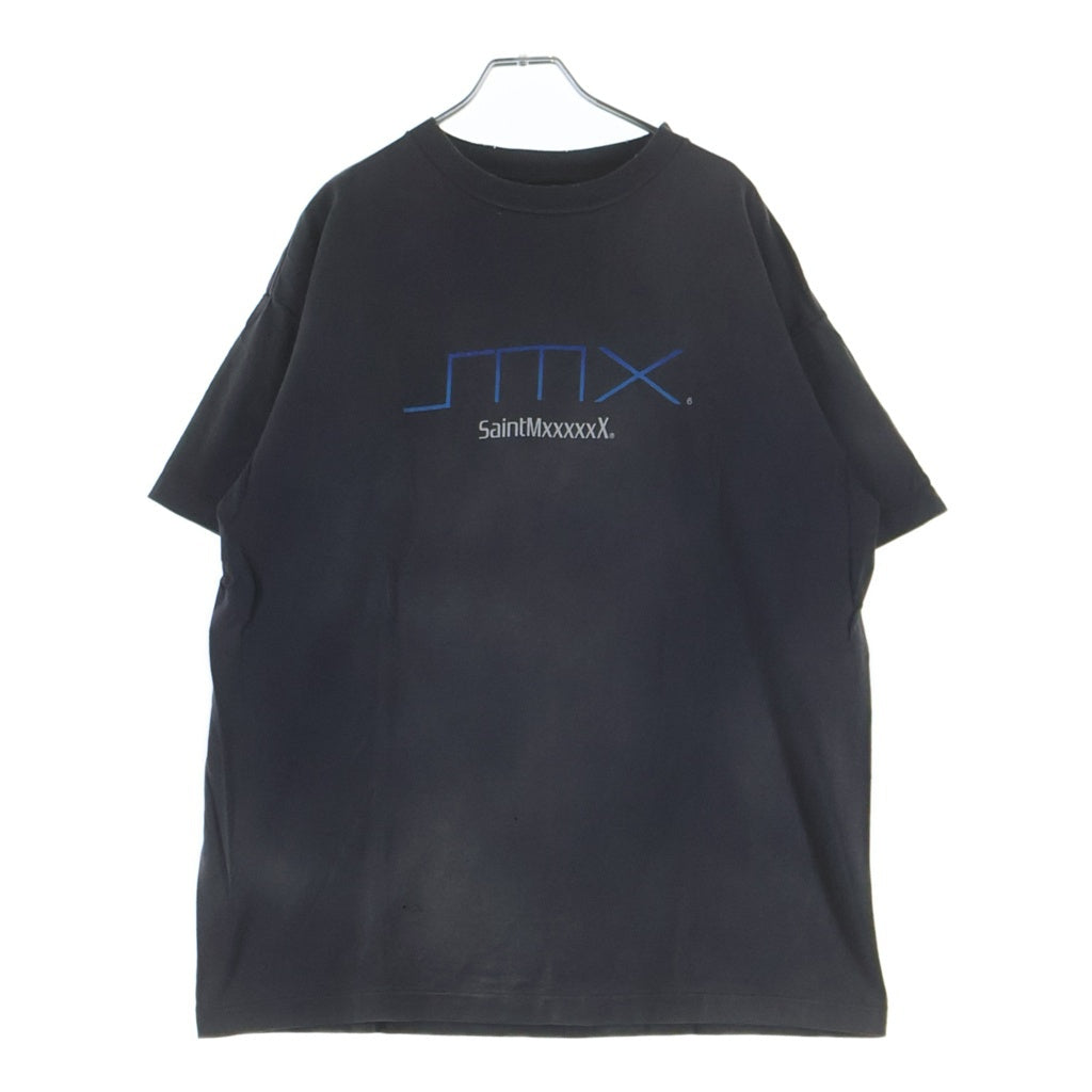 SAINT MICHAEL(セントマイケル) 24SS SS TEE SM6 BLACK ヴィンテージ加工 プリント半袖Tシャツ カットソー プレステ グレー SM-YS8-0000-003