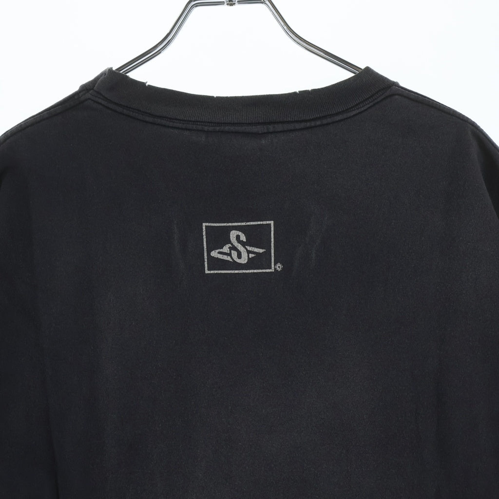 SAINT MICHAEL(セントマイケル) 24SS SS TEE SM6 BLACK ヴィンテージ加工 プリント半袖Tシャツ カットソー プレステ グレー SM-YS8-0000-003