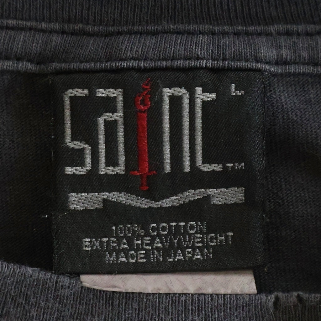 SAINT MICHAEL(セントマイケル) 24SS SS TEE SM6 BLACK ヴィンテージ加工 プリント半袖Tシャツ カットソー プレステ グレー SM-YS8-0000-003