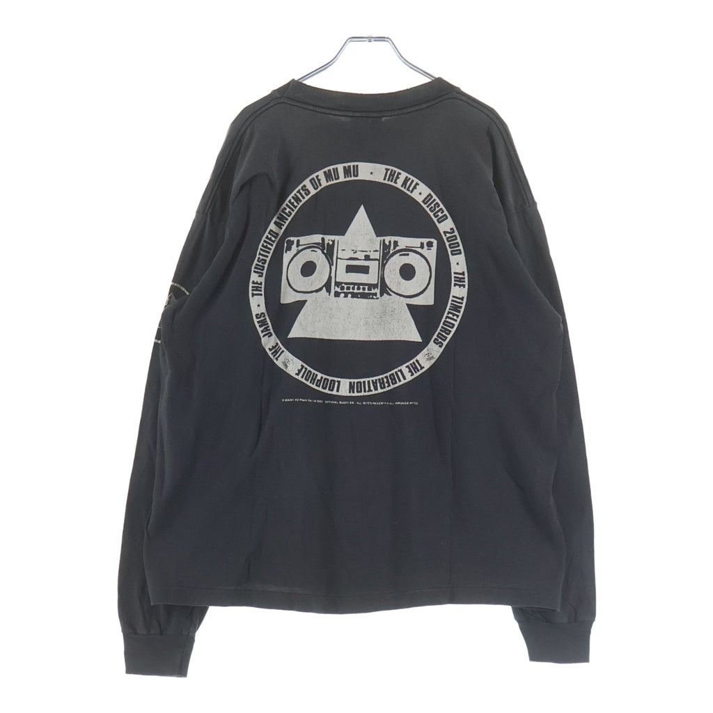SAINT MICHAEL(セントマイケル) 25SS KLF_LS TEE ヴィンテージ加工 プリント長袖Tシャツ カットソー ブラック SM-HR1-0000-C03