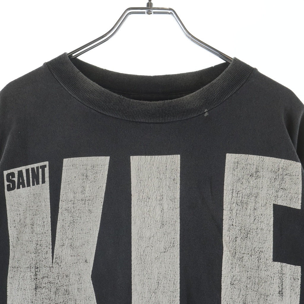 SAINT MICHAEL(セントマイケル) 25SS KLF_LS TEE ヴィンテージ加工 プリント長袖Tシャツ カットソー ブラック SM-HR1-0000-C03