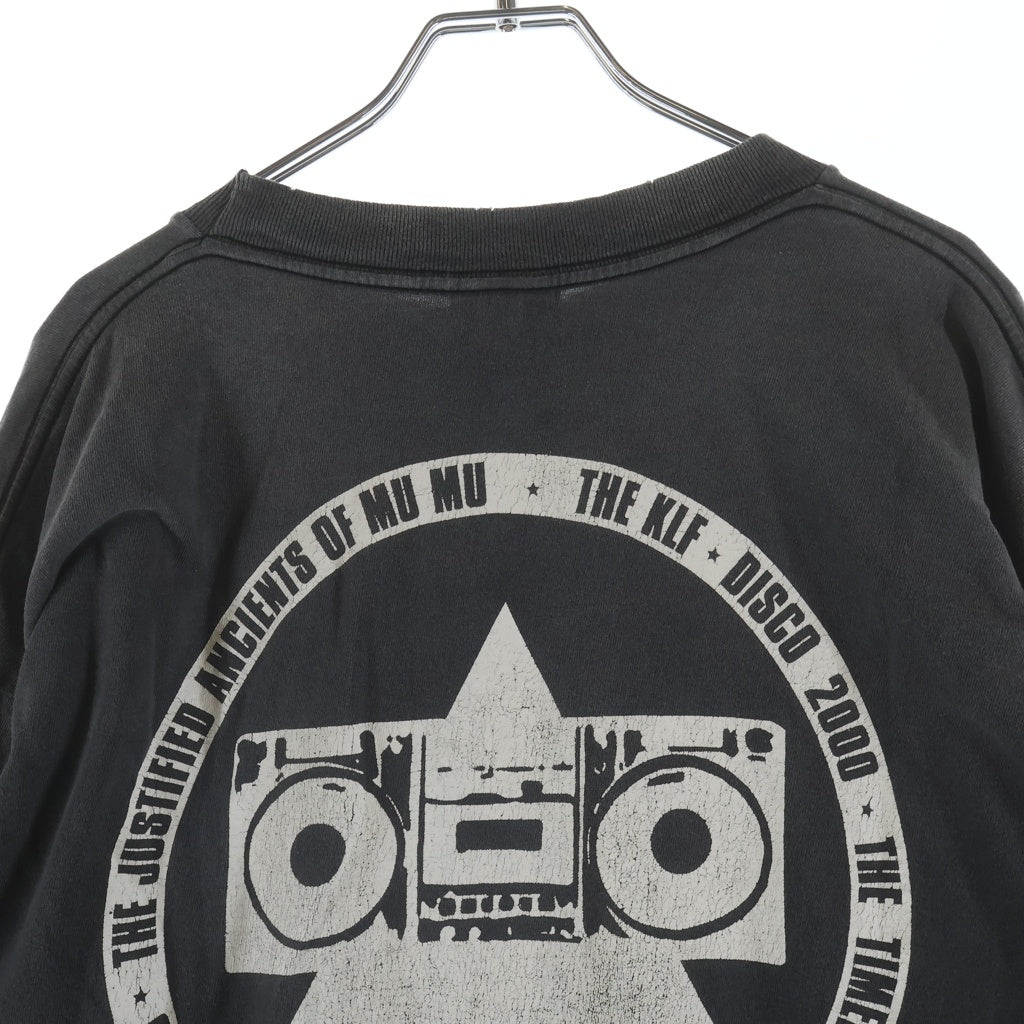 SAINT MICHAEL(セントマイケル) 25SS KLF_LS TEE ヴィンテージ加工 プリント長袖Tシャツ カットソー ブラック SM-HR1-0000-C03