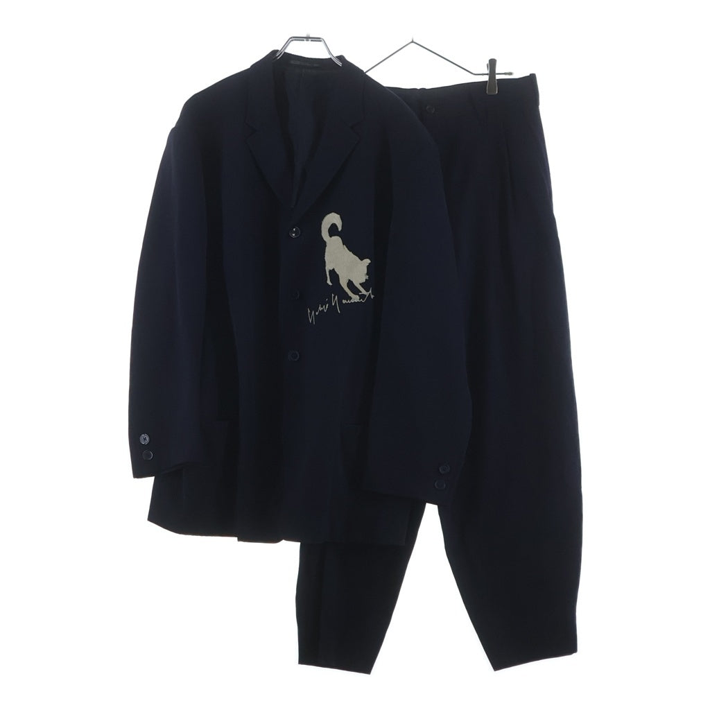 Yohji Yamamoto POUR HOMME(ヨウジヤマモト プールオム) 90SS Archive 犬刺繍 3B Jacket Pants set up ジャケット テーパードパンツ セットアップ ネイビー