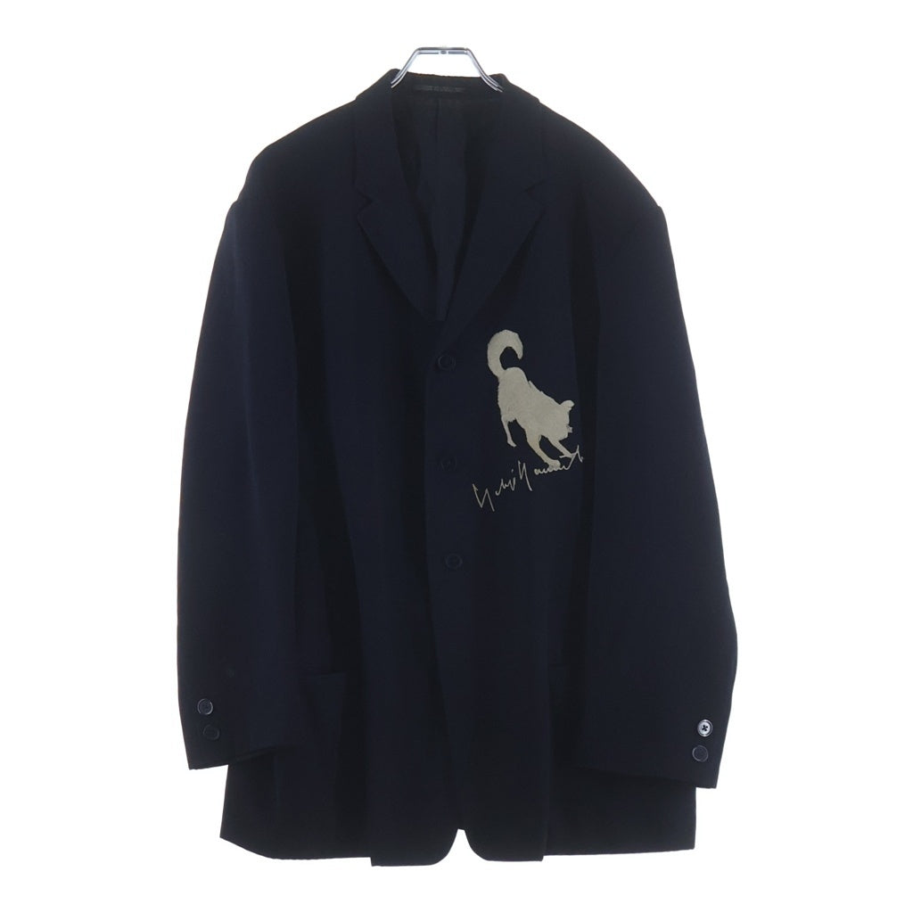 Yohji Yamamoto POUR HOMME(ヨウジヤマモト プールオム) 90SS Archive 犬刺繍 3B Jacket Pants set up ジャケット テーパードパンツ セットアップ ネイビー