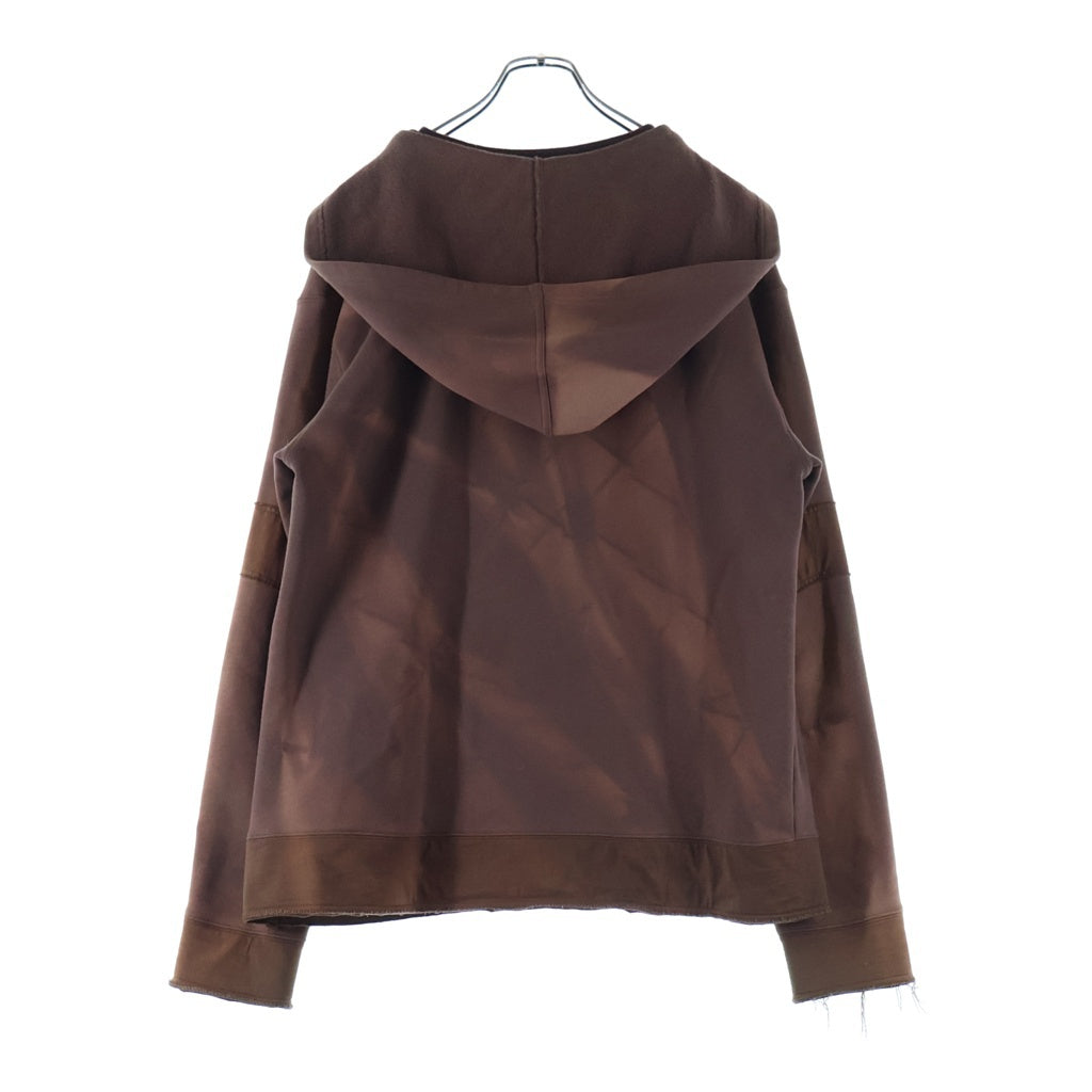 JIYONGKIM(ジヨンキム) 23SS Sun breach hoodie JK23SST004 総柄 サンブリーチ レイヤードプルオーバーフーディー パーカー ブラウン
