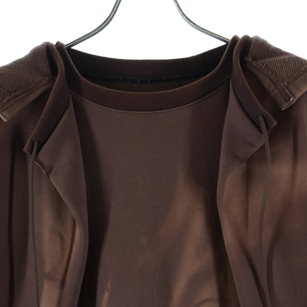 JIYONGKIM(ジヨンキム) 23SS Sun breach hoodie JK23SST004 総柄 サンブリーチ レイヤードプルオーバーフーディー パーカー ブラウン