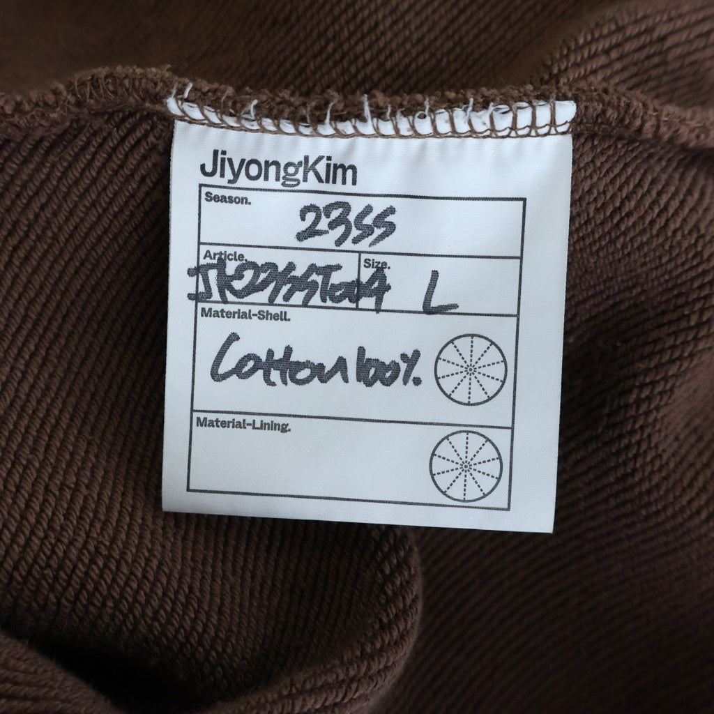 JIYONGKIM(ジヨンキム) 23SS Sun breach hoodie JK23SST004 総柄 サンブリーチ レイヤードプルオーバーフーディー パーカー ブラウン