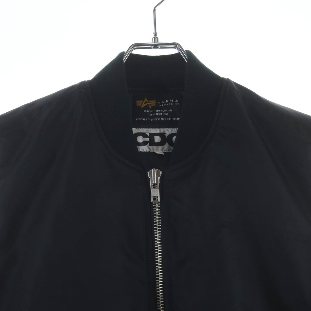 COMME des GARCONS CDG(コムデギャルソン シーディージー) xALPHA INDUSTRIES MA-1 VEST SZ-V001 ×アルファ バックロゴ エムエーワンベスト ブラック
