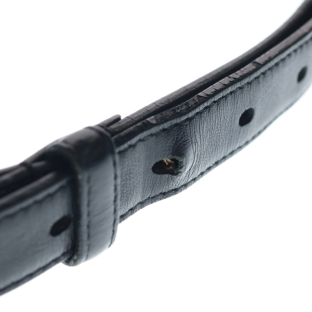 SAINT LAURENT PARIS(サンローランパリ) スクエアバックル ロゴ刻印 ブラックレザーベルト 479391