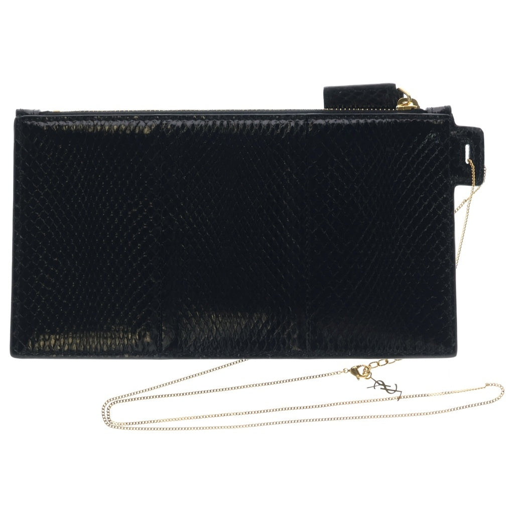 SAINT LAURENT PARIS(サンローランパリ) PYTHON CHAIN POCHETTE 669907 パイソンチェーンポシェット ショルダーバッグ ブラック レディース
