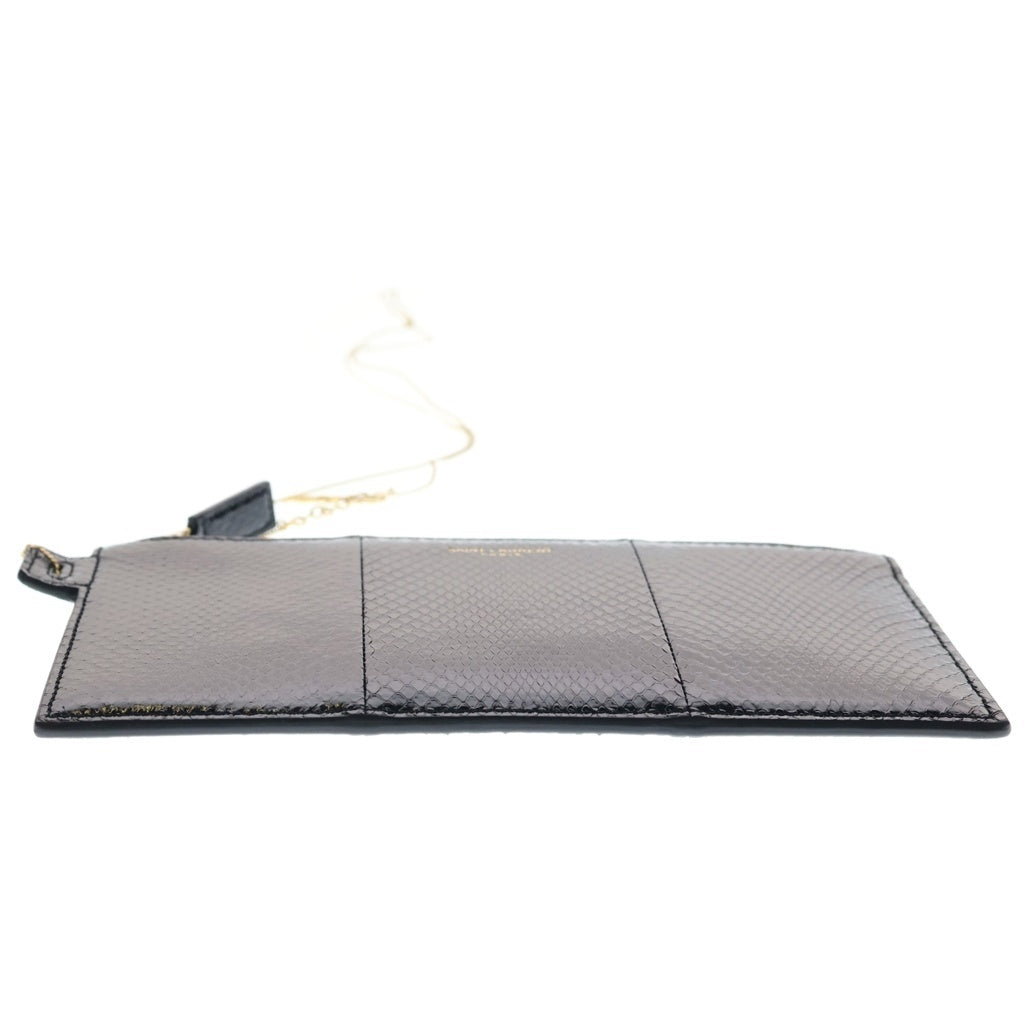 SAINT LAURENT PARIS(サンローランパリ) PYTHON CHAIN POCHETTE 669907 パイソンチェーンポシェット ショルダーバッグ ブラック レディース