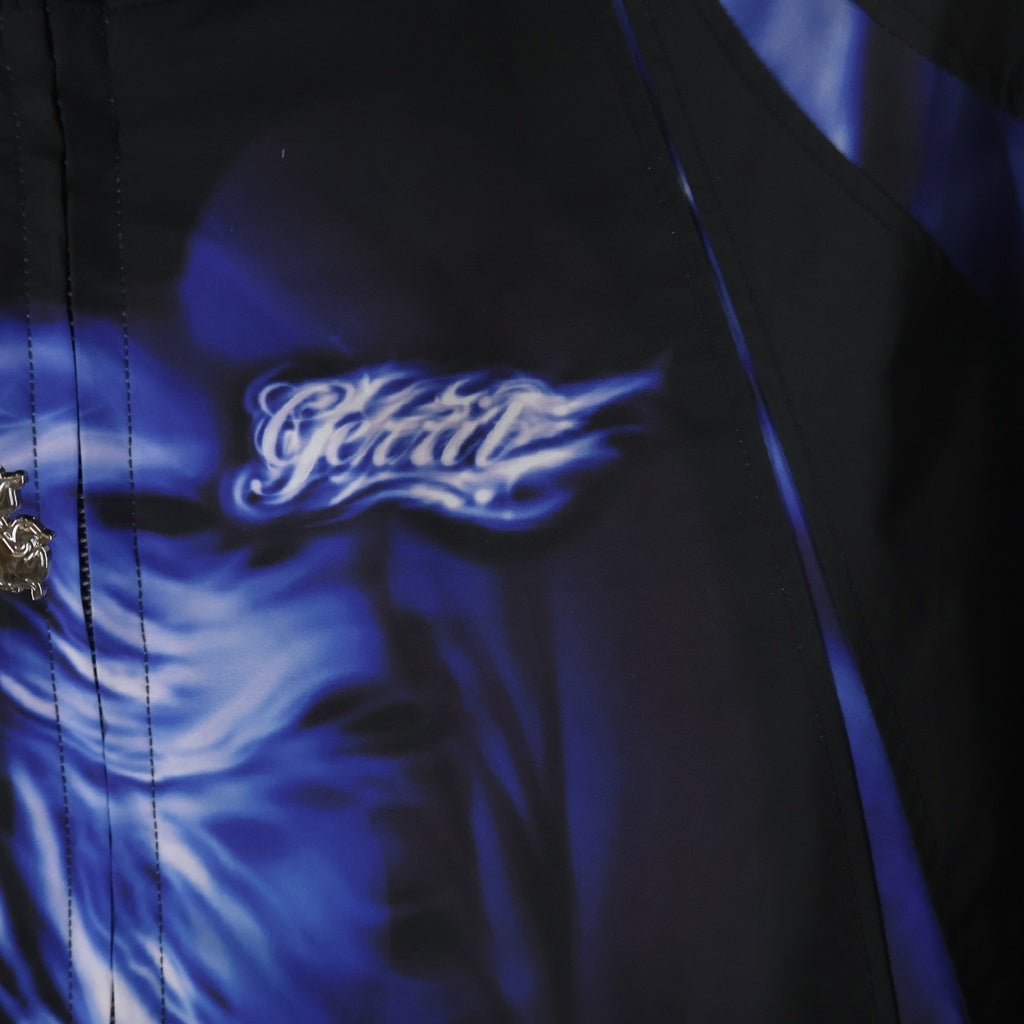 NO BRAND(ノーブランド) GERRIT JACOB NYLON TRACK JACKET ホース柄 ナイロントラックジャケット ブルー