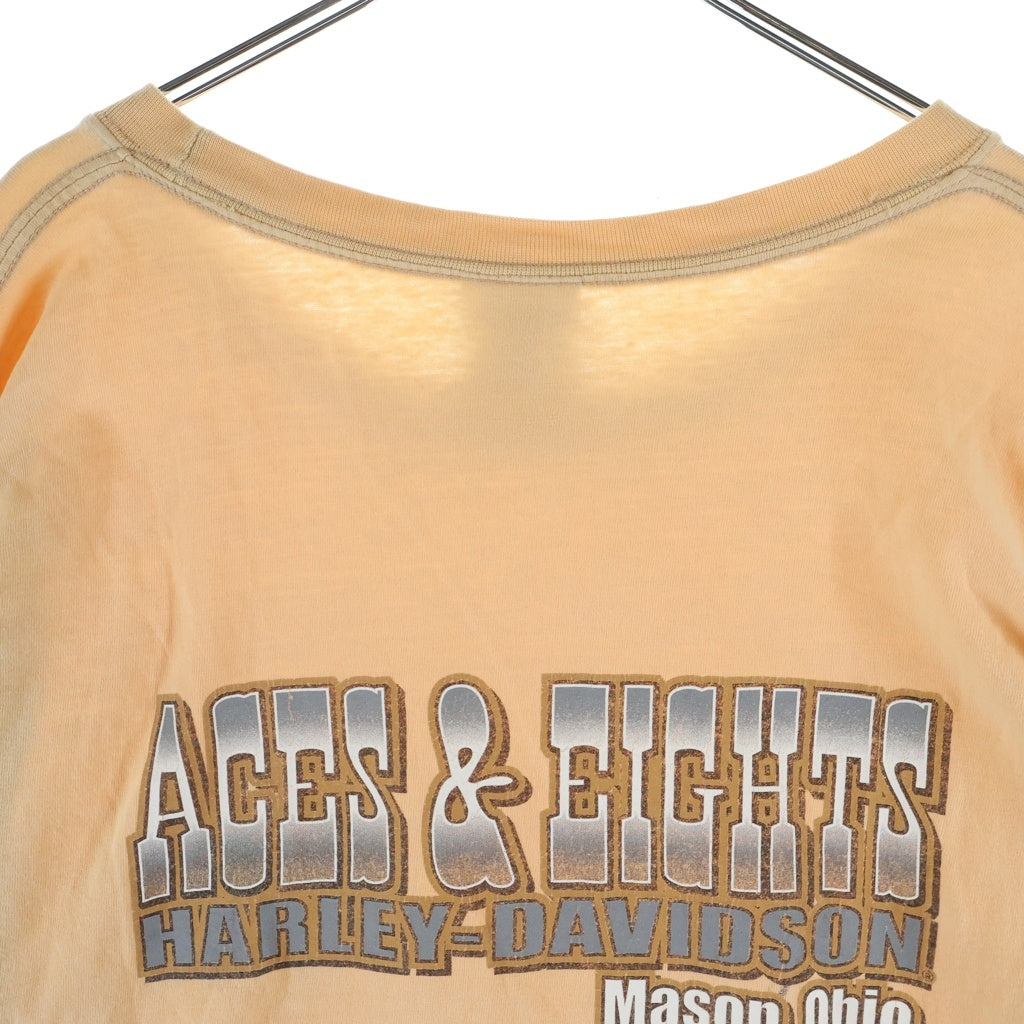 HARLEY DAVIDSON(ハーレーダビッドソン) 00S Eagle Fire Spider Web Print L/S Tee イーグルファイア スパイダーウェブ プリントロゴ バイカー 長袖Tシャツ カットソー ベージュ