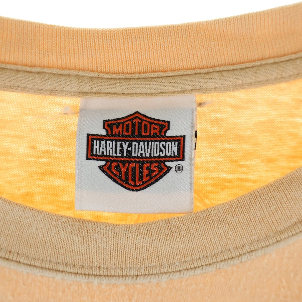 HARLEY DAVIDSON(ハーレーダビッドソン) 00S Eagle Fire Spider Web Print L/S Tee イーグルファイア スパイダーウェブ プリントロゴ バイカー 長袖Tシャツ カットソー ベージュ