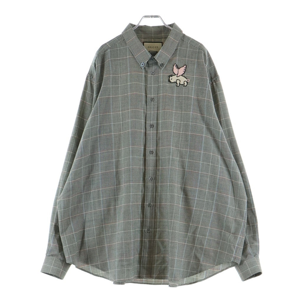 GUCCI(グッチ) フライングピッグ オーバーサイズ長袖シャツ グレー 571840 ZABQW
