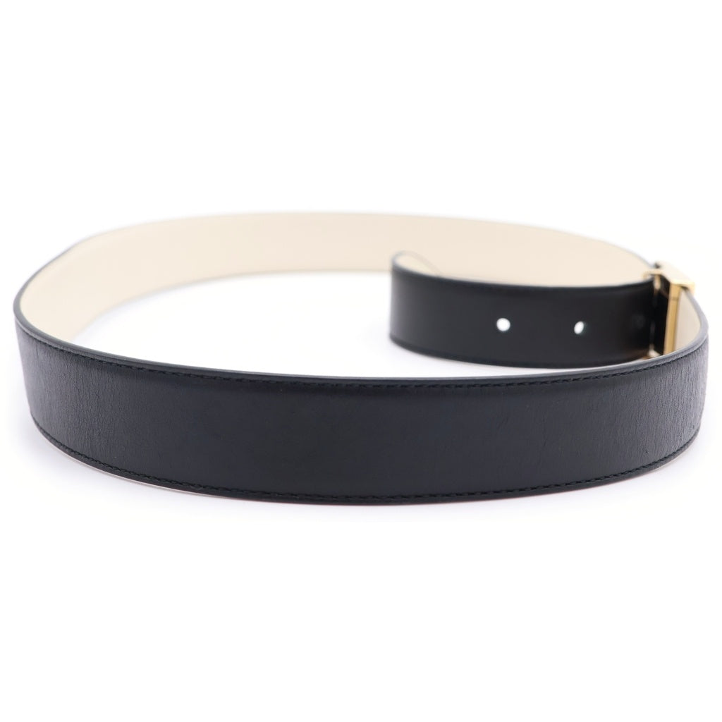 GUCCI(グッチ) インターロッキングG ブラック/ゴールド レザーベルト 547734