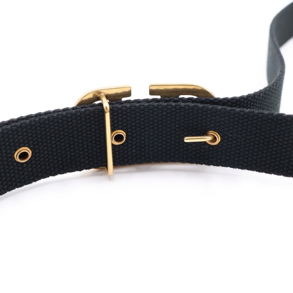 VALENTINO(ヴァレンティノ) V LOGO FABRIC BELT Vロゴ ファブリックキャンバスベルト ブラック/ゴールド レディース