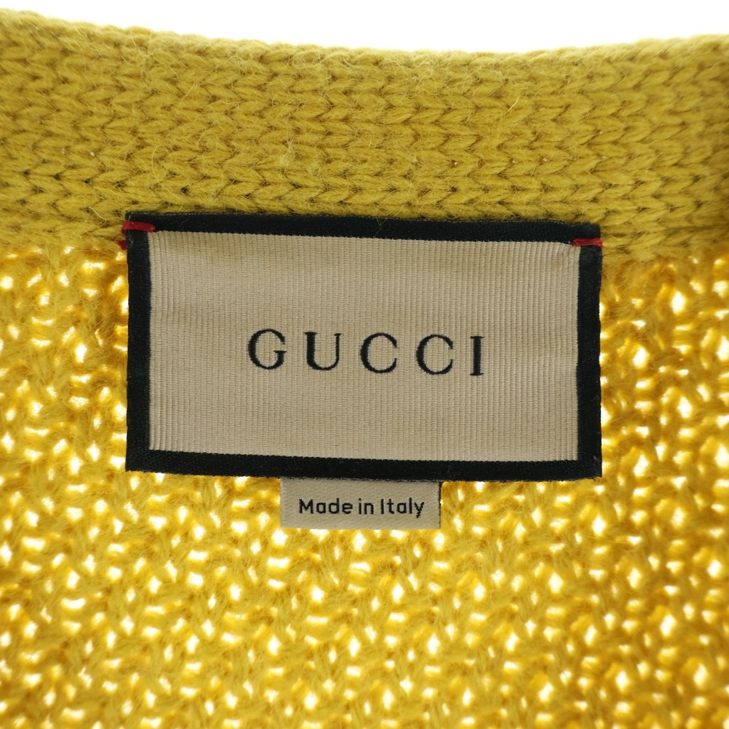GUCCI(グッチ) デタッチャブルスリーブケーブル 長袖ニットVネックセーター イエロー 673684 XKB22