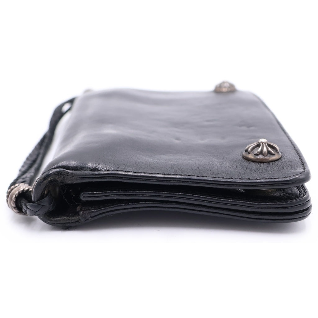 CHROME HEARTS(クロムハーツ) 2ZIP STRAP 2ジップストラップ ストラップ付クロスボールボタン レザーウォレット 財布 ブラック