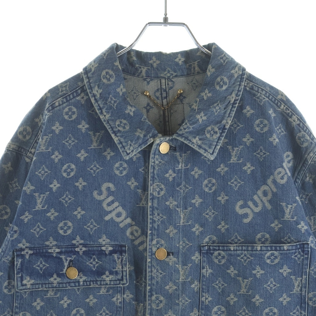 SUPREME(シュプリーム) 17AW LOUIS VUITTON Jacquard Denim Chore Coat ルイヴィトン デニム チョア コート カバーオール ジャケット モノグラム インディゴ RM172 ALL HDK91W