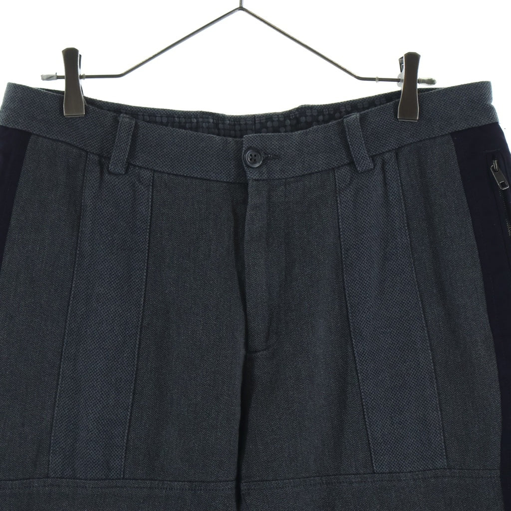 DOLCE & GABBANA(ドルチェアンドガッバーナ) MOTOCROSS PANTS モトクロスパンツ 素材切り替えパンツ コットン ナイロン 白タグ グレー G6DKAT