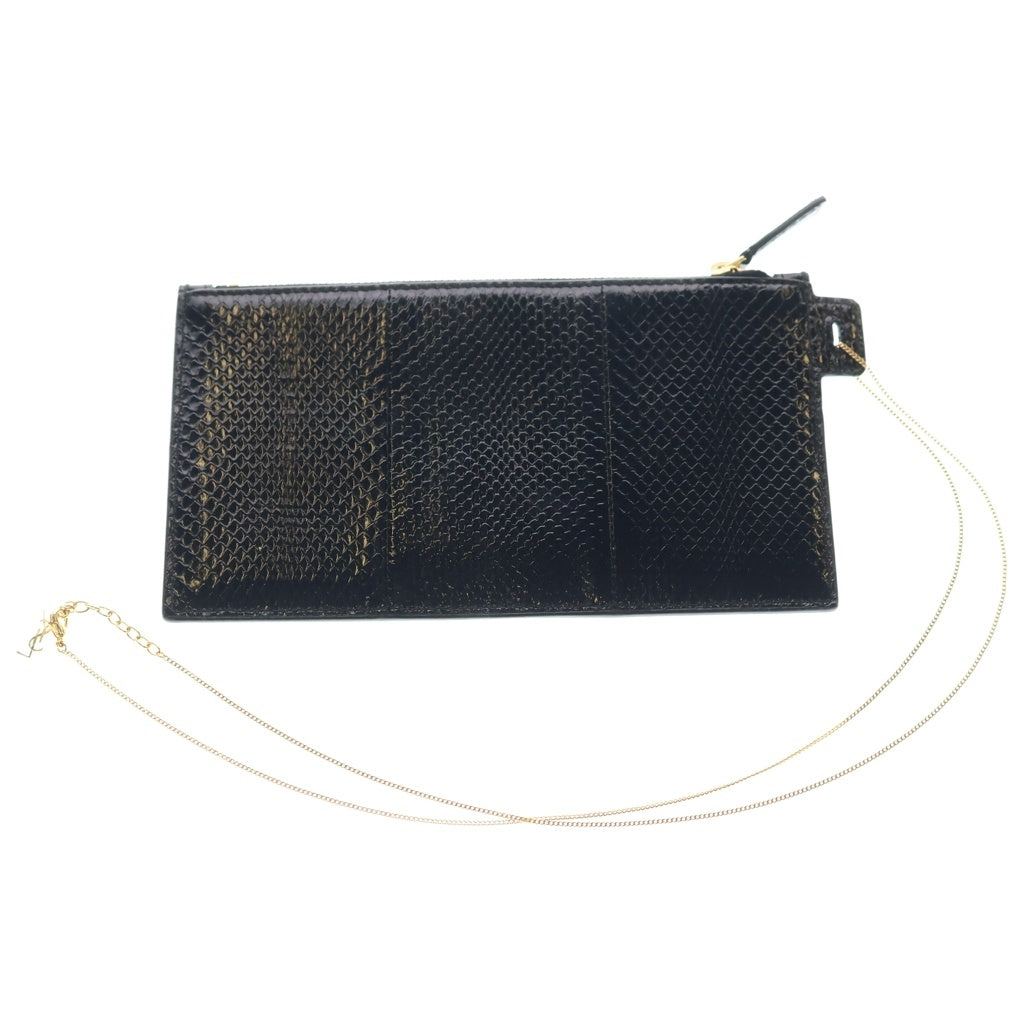 SAINT LAURENT PARIS(サンローランパリ) YSL POUCH CHAIN POCHETTE 669907 ポーチ チェーン付きポシェット ブラック レザー レディース