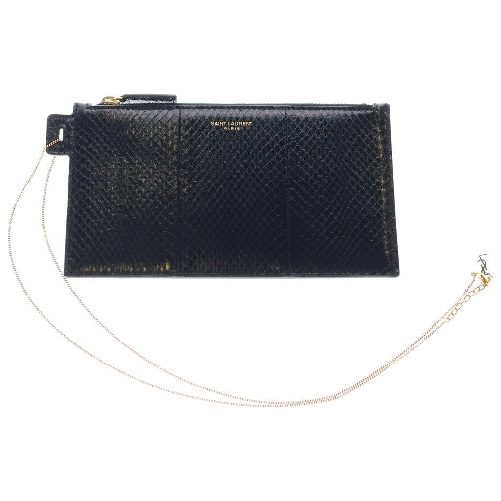 SAINT LAURENT PARIS(サンローランパリ) YSL POUCH CHAIN POCHETTE 669907 ポーチ チェーン付きポシェット ブラック レザー レディース