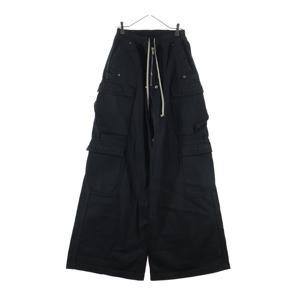 DRKSHDW(ダークシャドウ) 26AW DOUBLE CARGO JUMBO BELAS ワイドレグ カーゴパンツ ドローコード フラップポケット ブラック DU02E7398-BW
