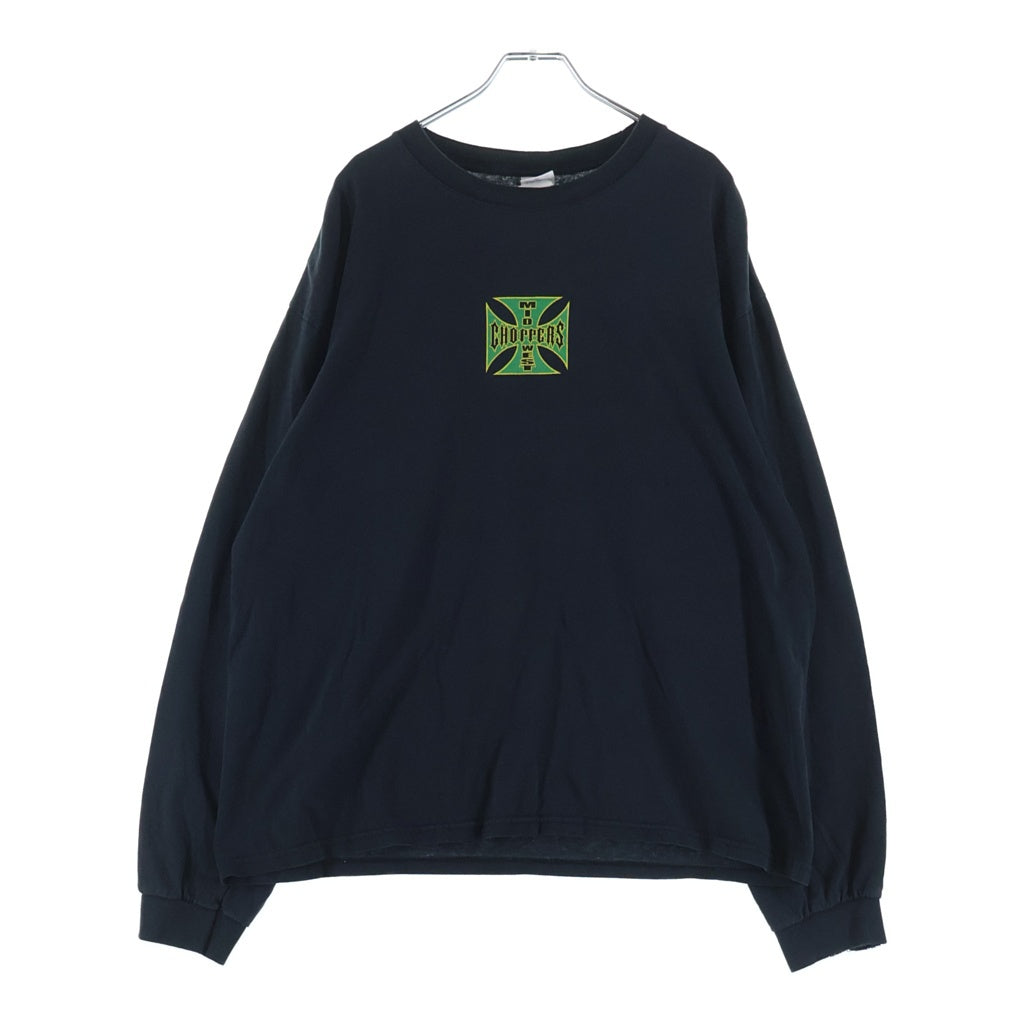 VINTAGE(ヴィンテージ) 00s MID WEST CHOPPERS ミッドウェストチョッパーズ アイアンクロス anvilタグ 両面プリント 長袖Tシャツ カットソー ブラック