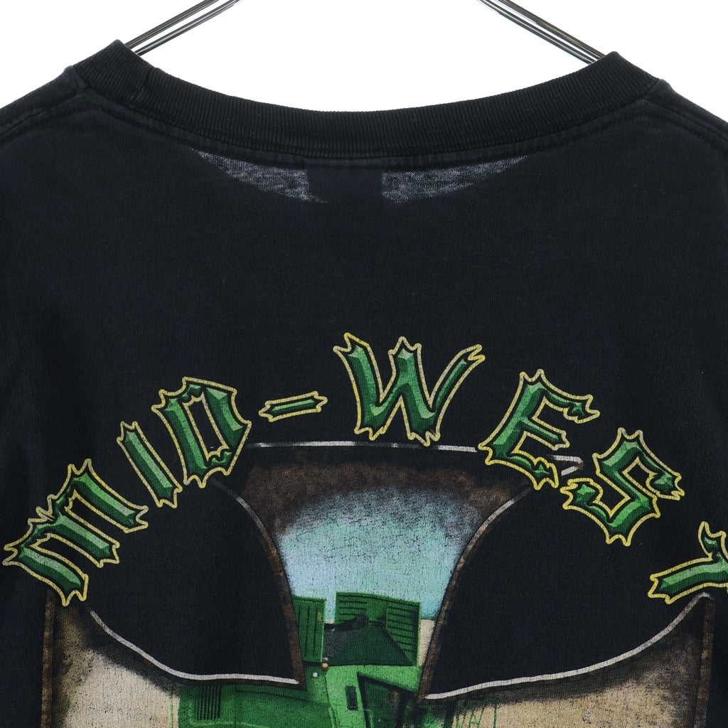 VINTAGE(ヴィンテージ) 00s MID WEST CHOPPERS ミッドウェストチョッパーズ アイアンクロス anvilタグ 両面プリント 長袖Tシャツ カットソー ブラック