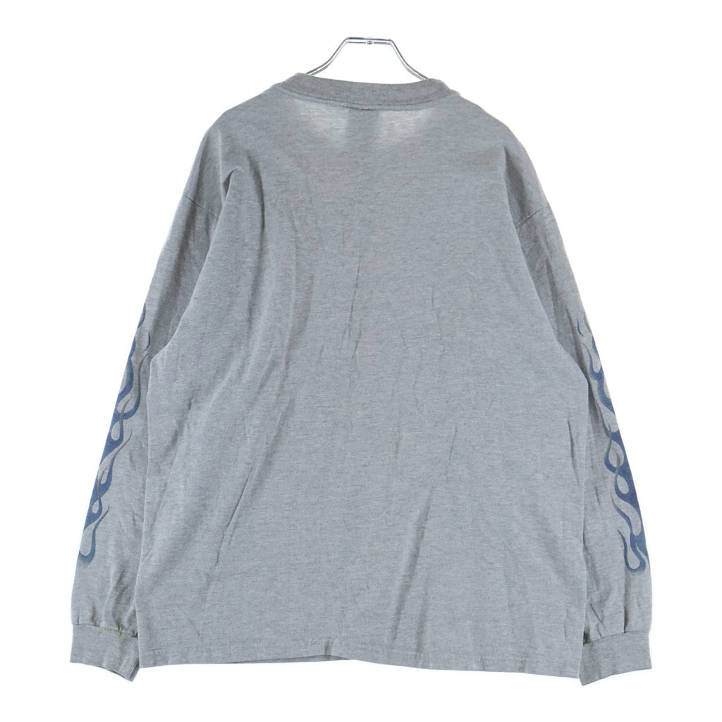 HARLEY DAVIDSON(ハーレーダビッドソン) 90s VINTAGE BLUE FLAME L/S TEE ブルーフレイム 袖プリント 長袖Tシャツ カットソー ロンT グレー