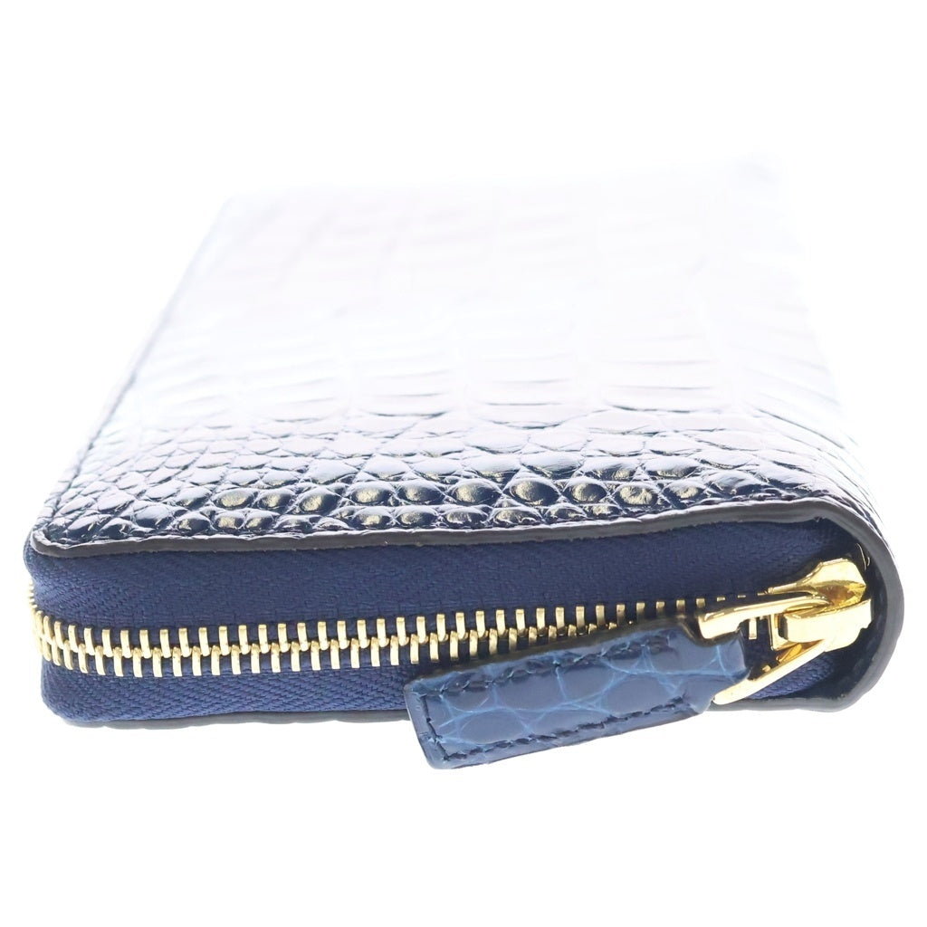 GUCCI(グッチ) CROCODILE ZIP WALLET クロコダイル 長財布 ジップウォレット ダークネイビー レザー レディース