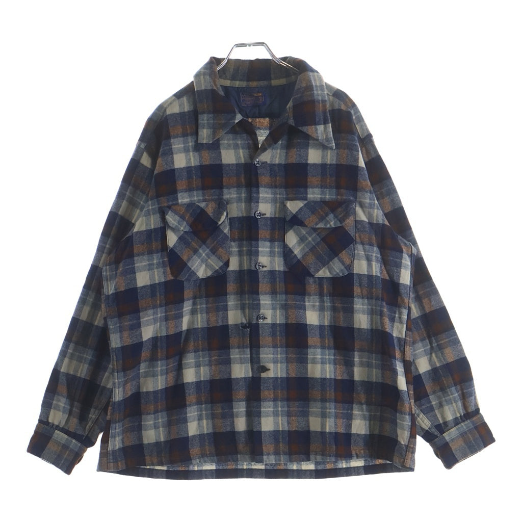 PENDLETON(ペンドルトン) 70s VINTAGE ヴィンテージ チェック ウールシャツ 長袖シャツ ブルー/ブラウン