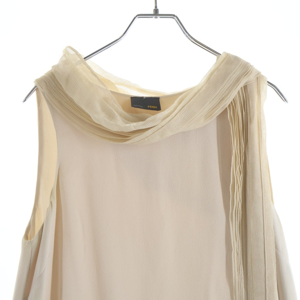 FENDI(フェンディ) ONE PIACE DRESS プリーツスカーフ シルク ワンピース ドレス ベージュ レディース