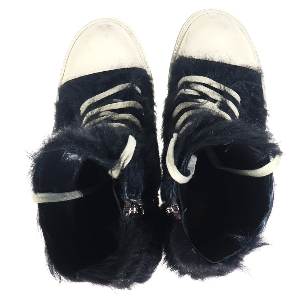 Rick Owens(リックオウエンス) strobe high pony hair ラモーンズ ハイカット ファー スニーカー シューズ 靴 ブラック