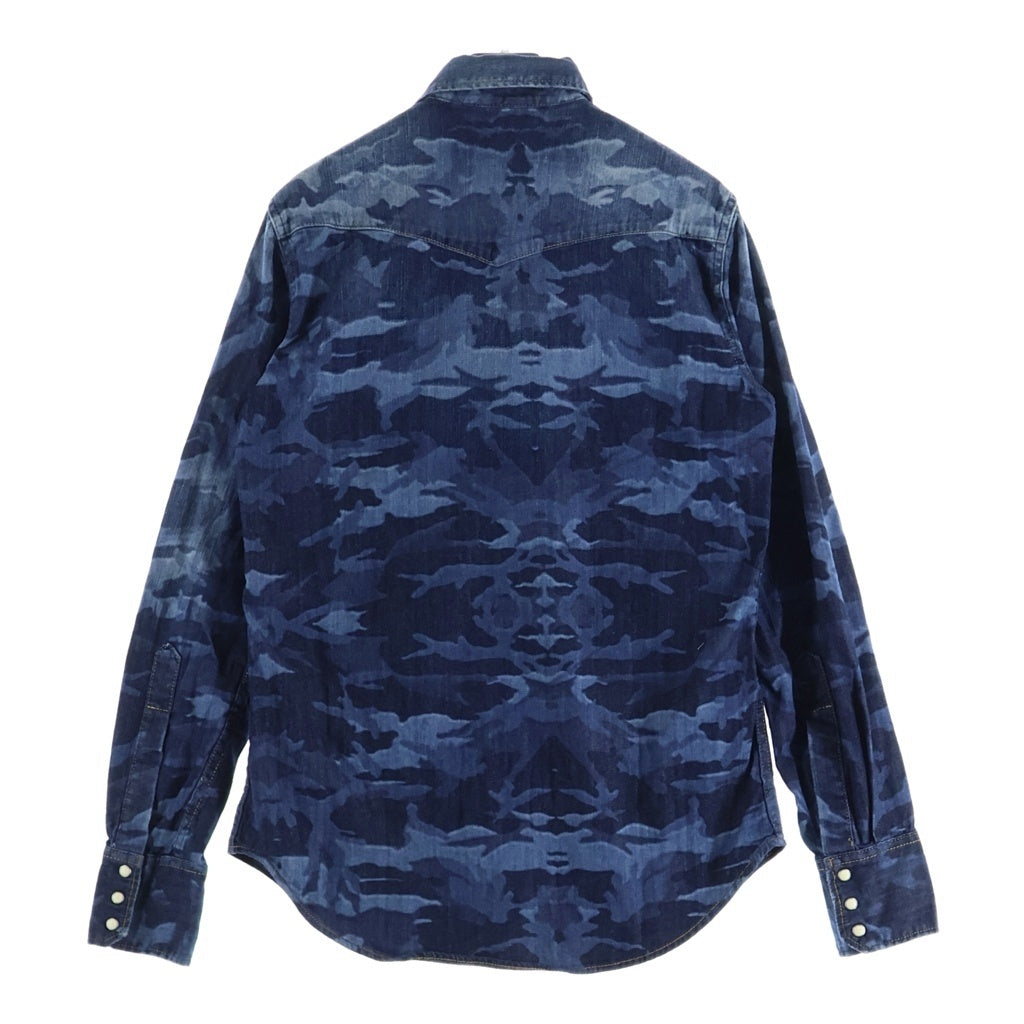 DSQUARED2(ディースクエアード) CAMO WESTERN DENIM SHIRT S75DL0338 カモ柄 ウエスタン デニム長袖シャツ ブルー