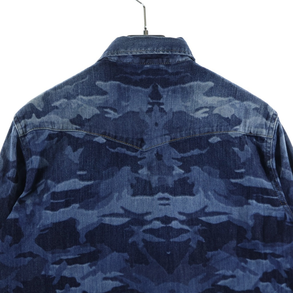 DSQUARED2(ディースクエアード) CAMO WESTERN DENIM SHIRT S75DL0338 カモ柄 ウエスタン デニム長袖シャツ ブルー