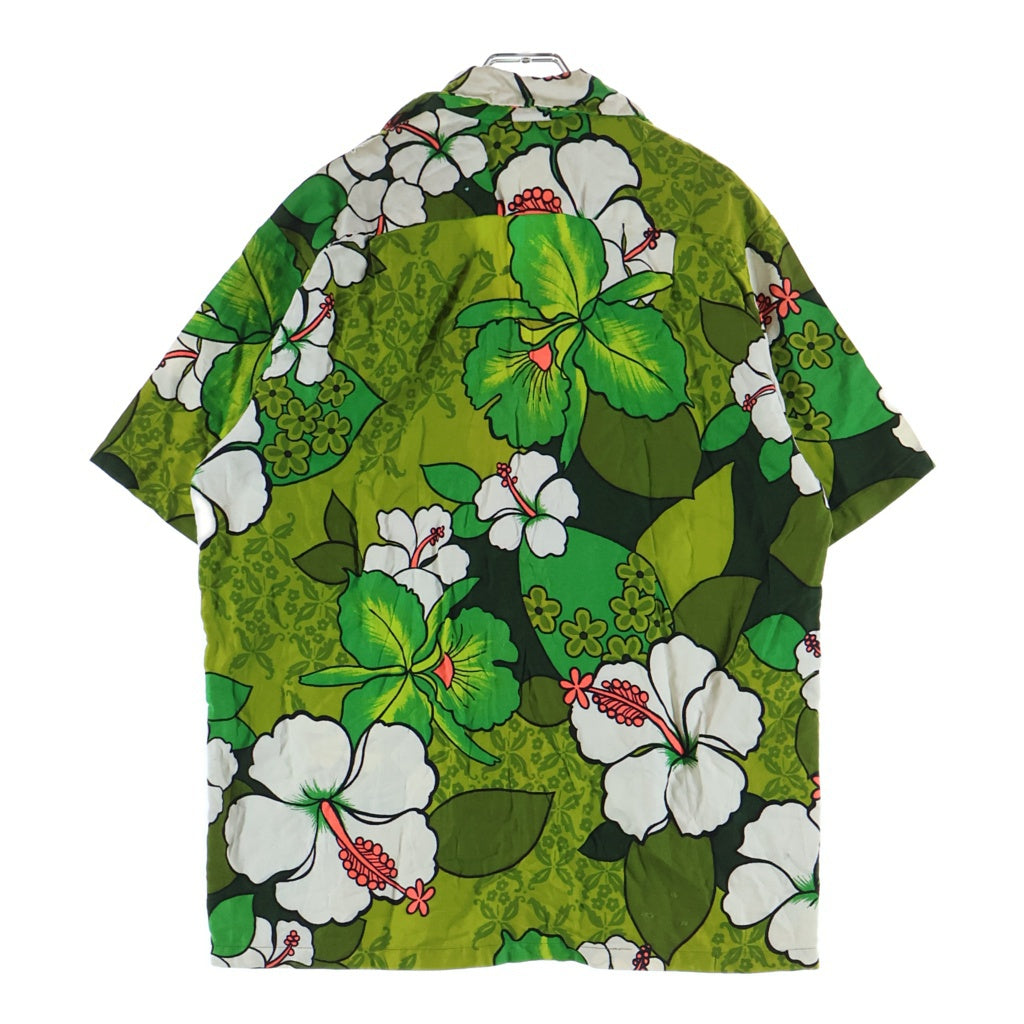 VINTAGE(ヴィンテージ) 70s Hukilau Fashions ハワイアンシャツ アロハシャツ 半袖シャツ コットン グリーン