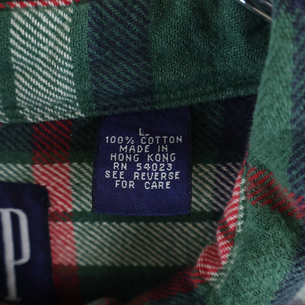 GAP(ギャップ) 90s OLD ネルシャツ 長袖シャツ コットン オールドギャップ チェック グリーン