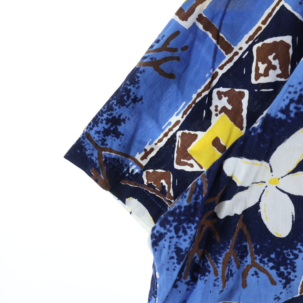 VINTAGE(ヴィンテージ) 60-70s Hawaiian Shirt ハワイアンシャツ アロハシャツ 半袖シャツ HAWAII製 銭ボタン 三角タグ ブルー