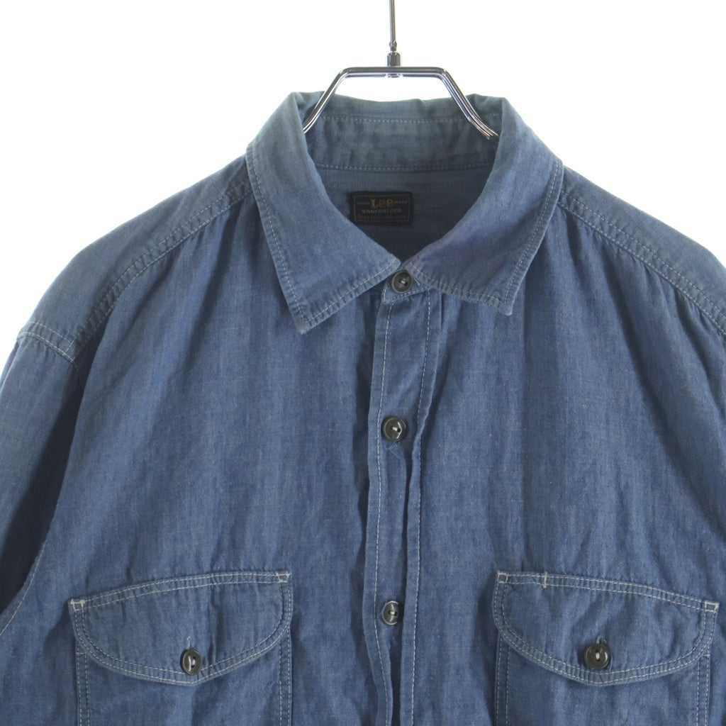 LEE(リー) 50-60s VINTAGE CHAMBRAY SHIRT シャンブレー 長袖シャツ 黒タグ マチ付き ヴィンテージ ブルー