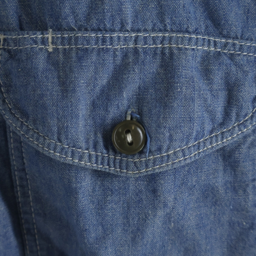 LEE(リー) 50-60s VINTAGE CHAMBRAY SHIRT シャンブレー 長袖シャツ 黒タグ マチ付き ヴィンテージ ブルー